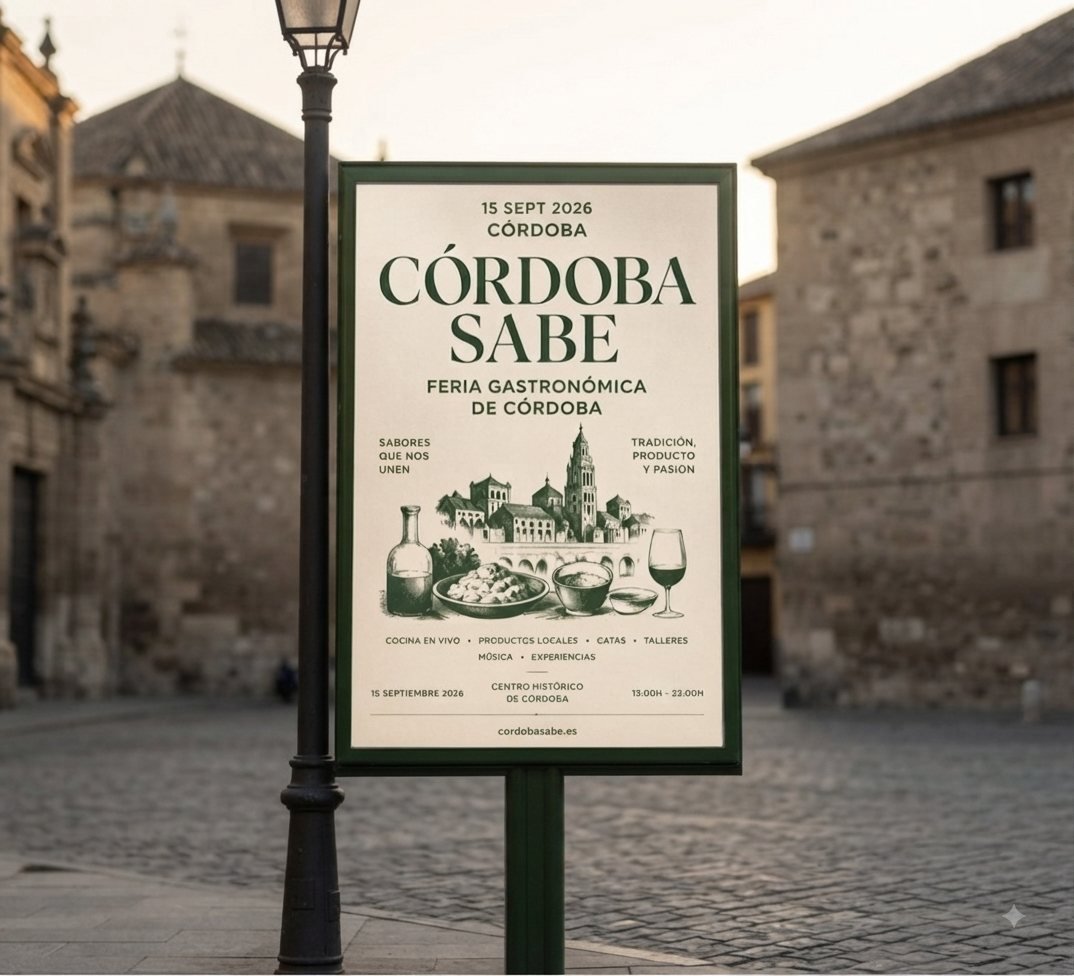 Cartel de la campaña de Córdoba Sabe en una marquesina publicitaria
