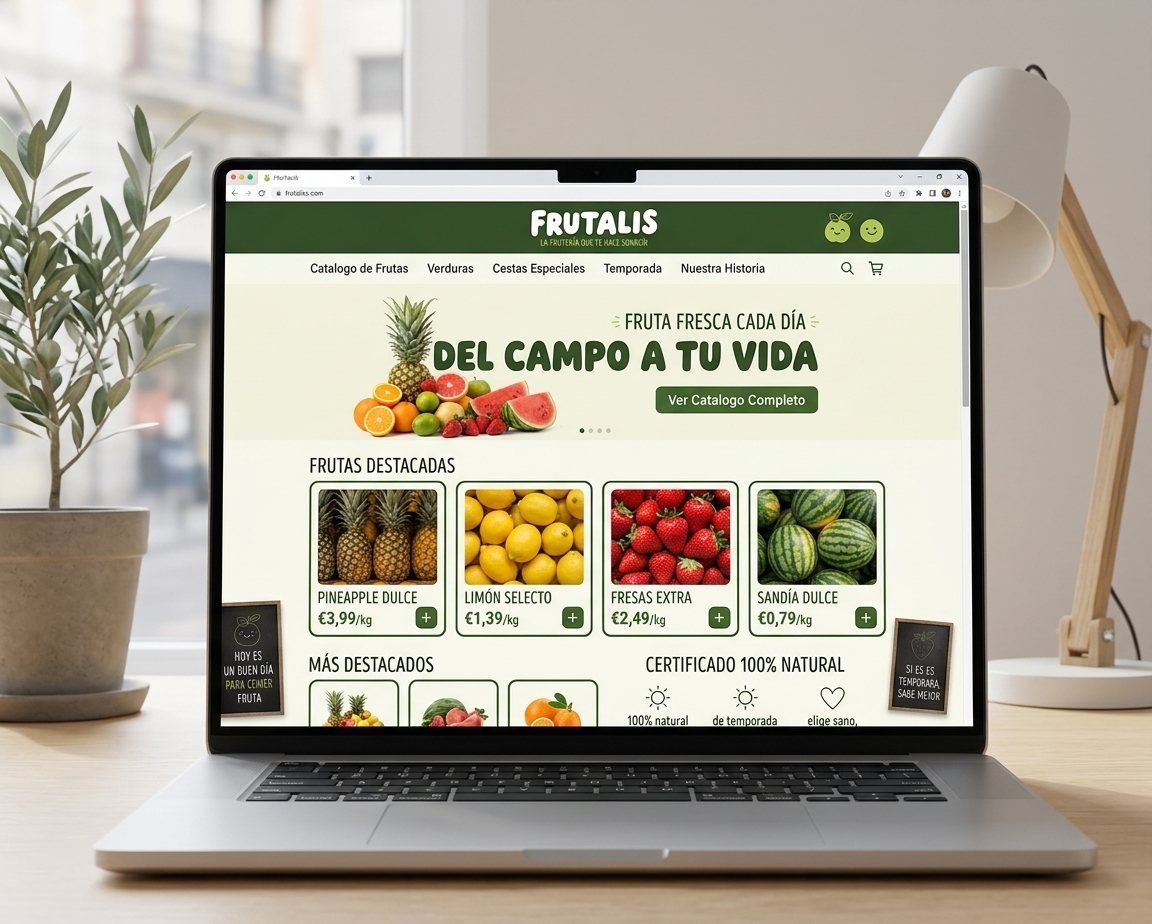 Identidad de Frutalis aplicada a su tienda online