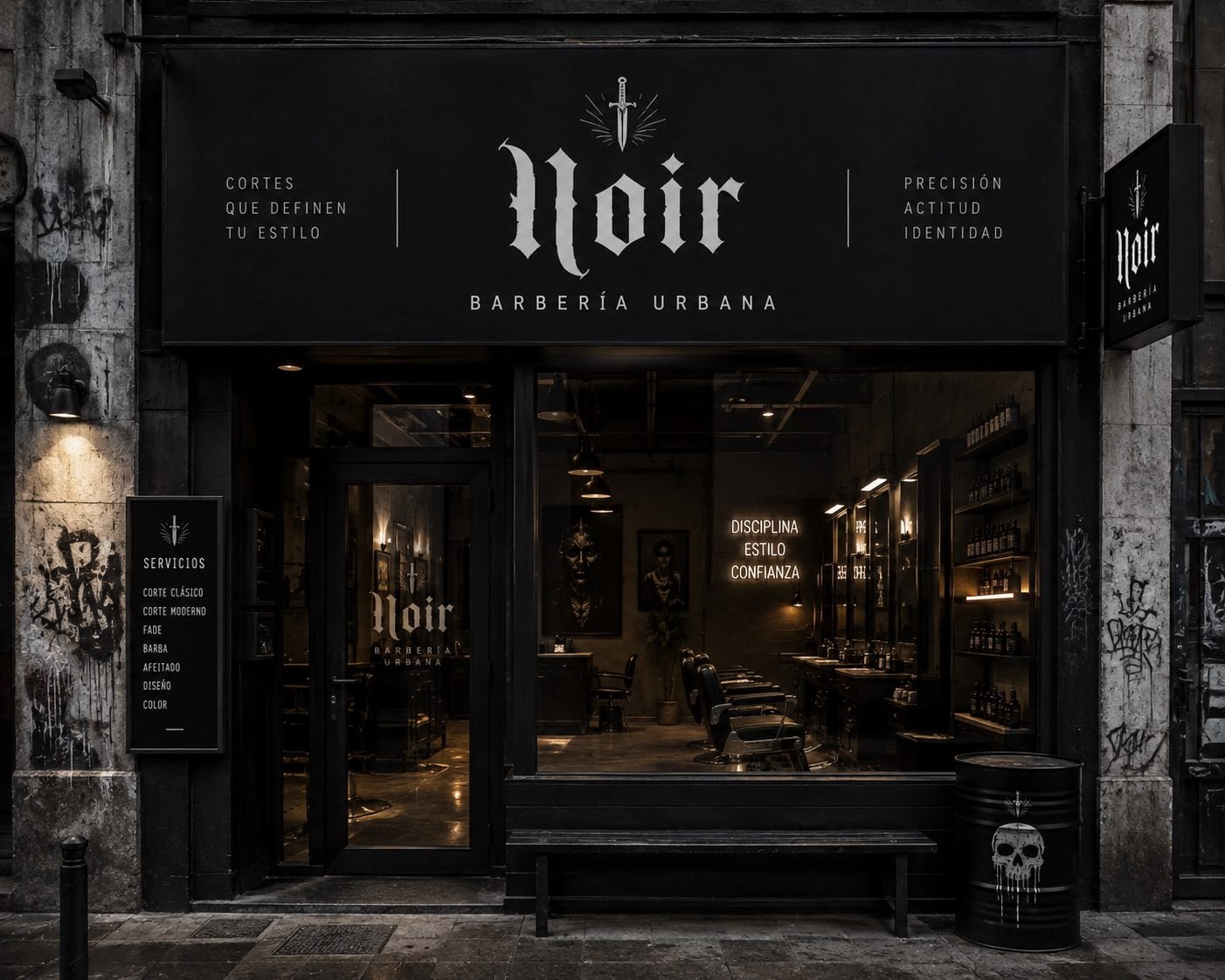 Fachada de Noir Barbería Urbana