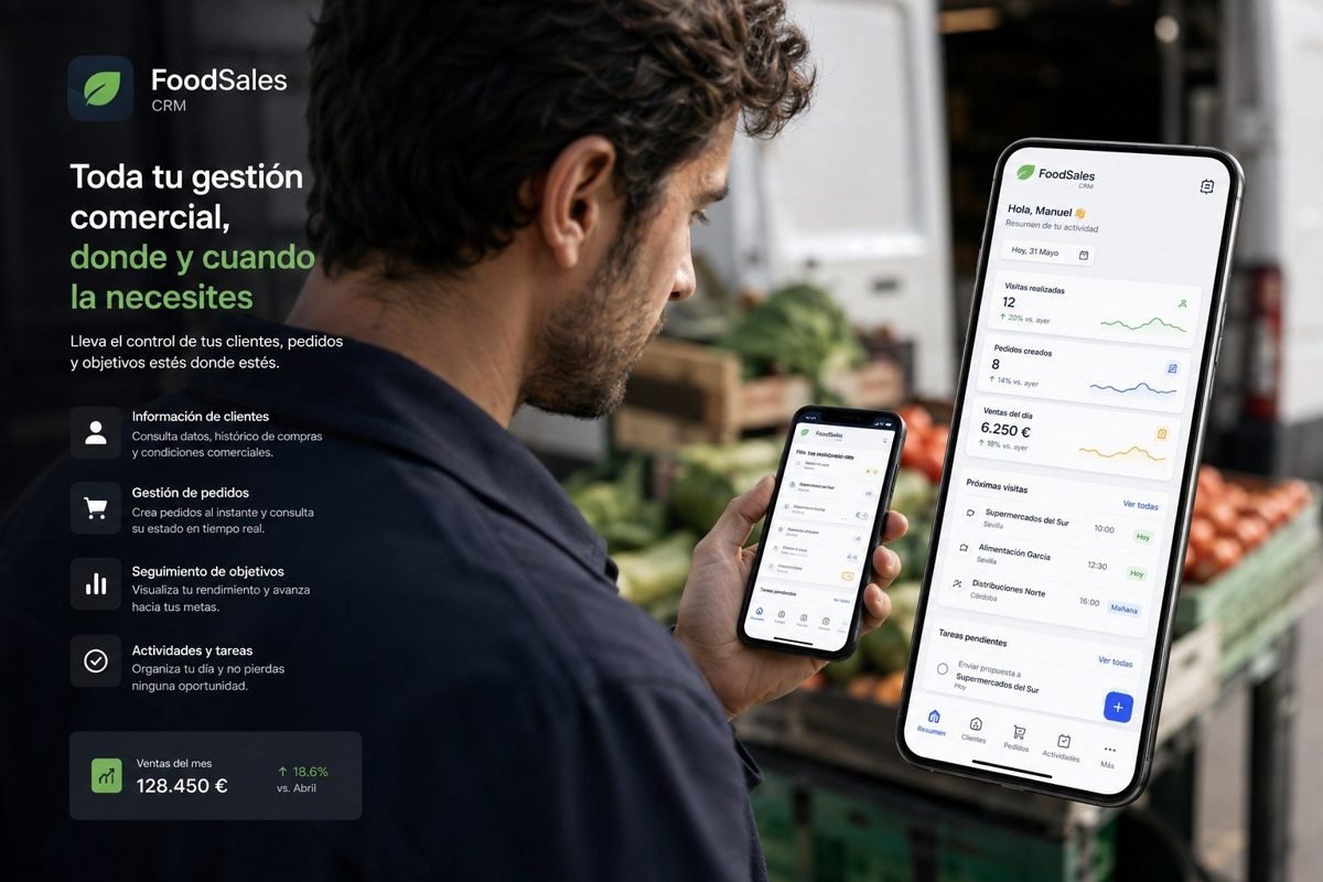 Gráffica Estudio en el móvil: clientes, pedidos y objetivos